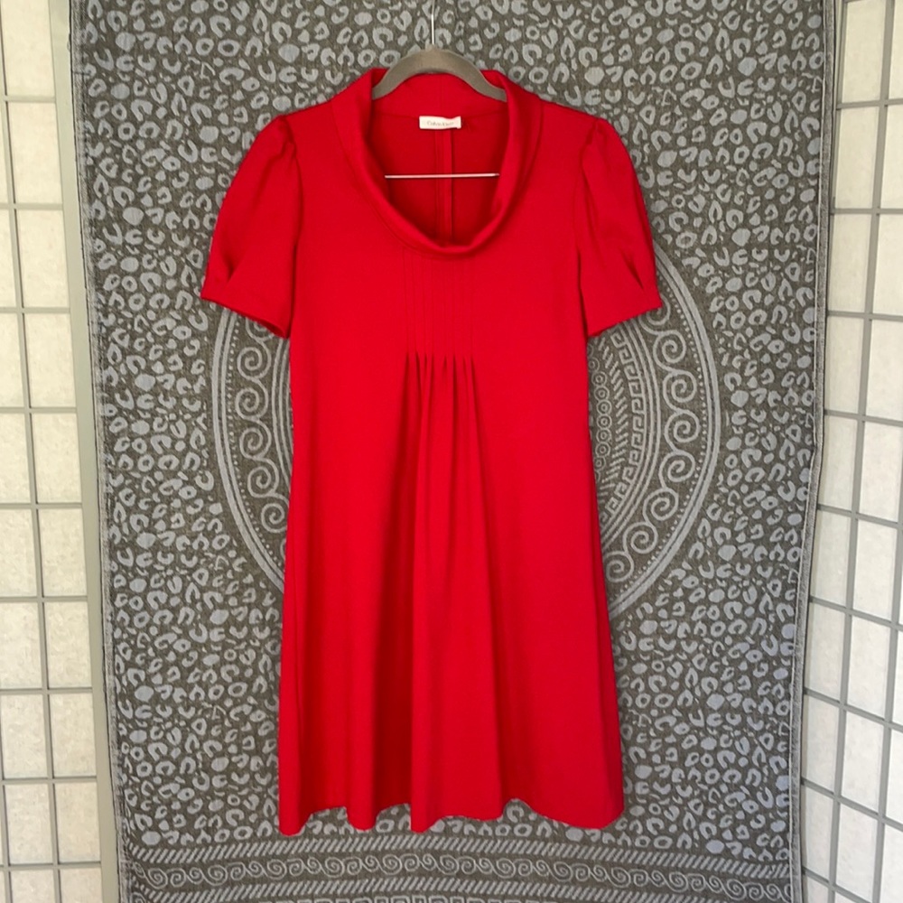 Calvin Klein Red babydoll cowl neck dress Size 6